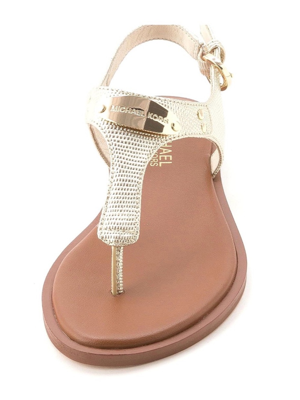 Michael Kors Women’s Gold Embellished T-Strap Sandal